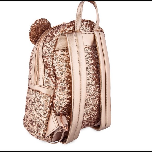 Disney Loungefly Rose Gold Sequin Minnie Backpack - Picture 6 of 7